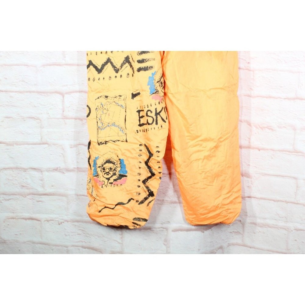 Vintage Gitano Orange Nylon Lined Graphic Loose Jogger Cropped Pants Size XL - Picture 8 of 10